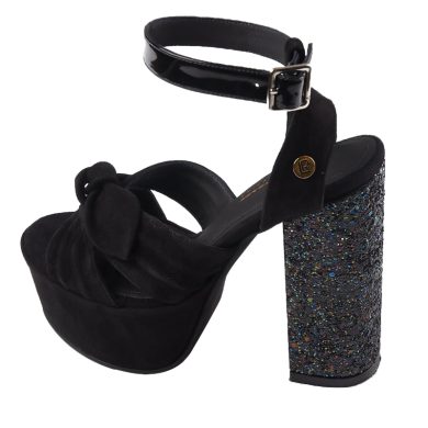 TACO ALTO C/ APLICACIÓN DE GLITTER NEGRO ´20